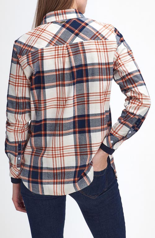 Shop Barbour Pendula Check Cotton Button-up Shirt In Cloud White/spiced Pumpkin