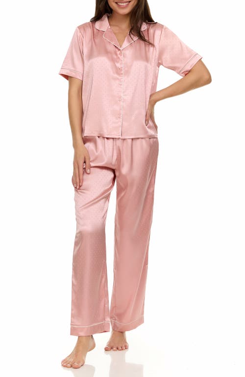Flora By Flora Nikrooz Floral By Floral Nikrooz Women's 2-pc. Jamie Satin Jacquard Pajama Set In Rose