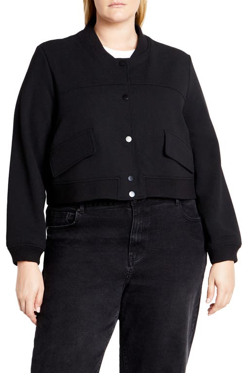 Shop City Chic Ivy Crop Bomber Jacket In Black