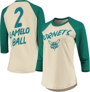 FANATICS Women's Fanatics Branded LaMelo Ball Cream Charlotte Hornets NBA  3/4-Sleeve Raglan T-Shirt