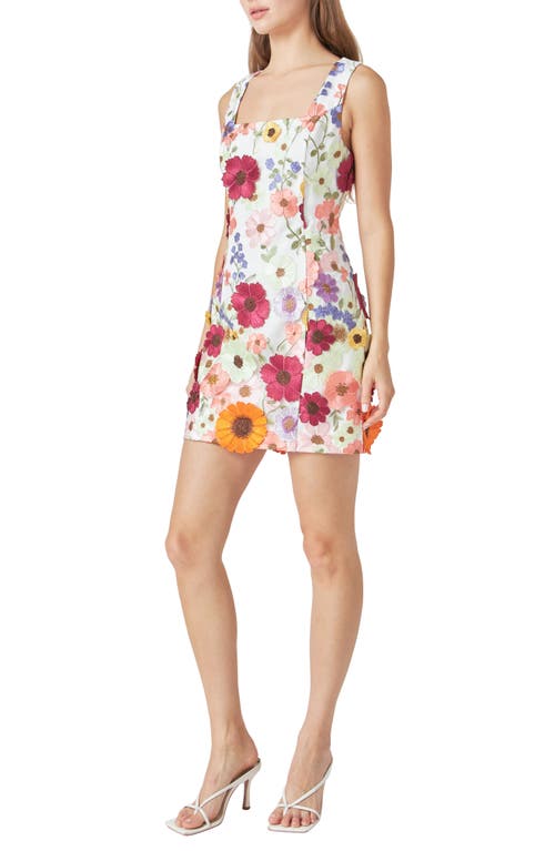 Endless Rose Floral Embroidered Minidress In White