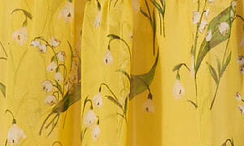 Shop Carolina Herrera Lily Of The Valley Print Silk Georgette Midi Dress In Sunshine Yellow Multi