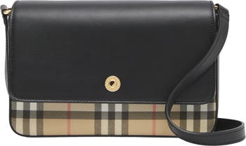 Buy the BURBERRY Golf Black Canvas & Beige Classic Check Zip