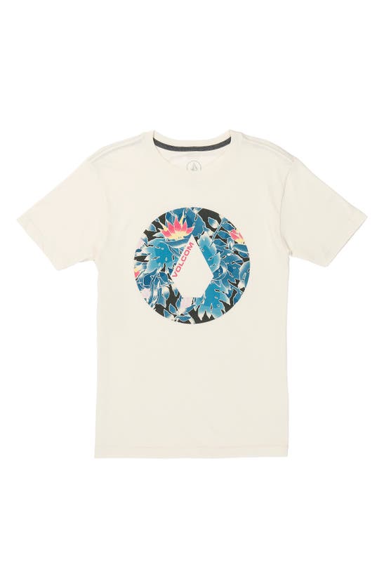 Volcom Kids' Fill It Up Cotton Blend Graphic T-shirt In Off White Heather
