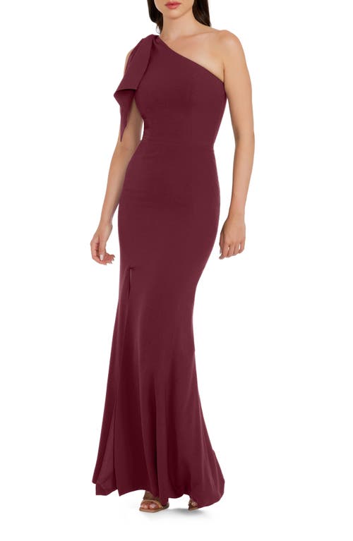 Dress the Population Georgina One-Shoulder Crepe Gown in Burgundy at Nordstrom, Size Medium