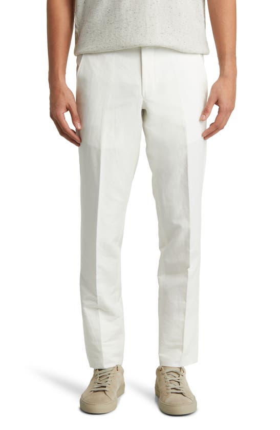 Ted Baker Jerome Flat Front Linen & Cotton Dress Pants In Ecru