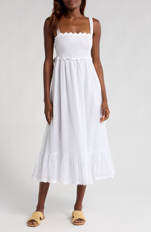 PQ SWIM Emery Shimmer Cover-Up Midi Dress in White 