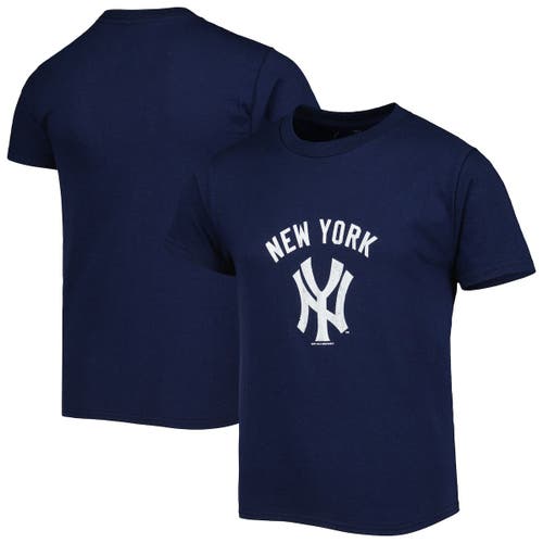 Youth Soft as a Grape Navy New York Yankees Distressed Logo T-Shirt