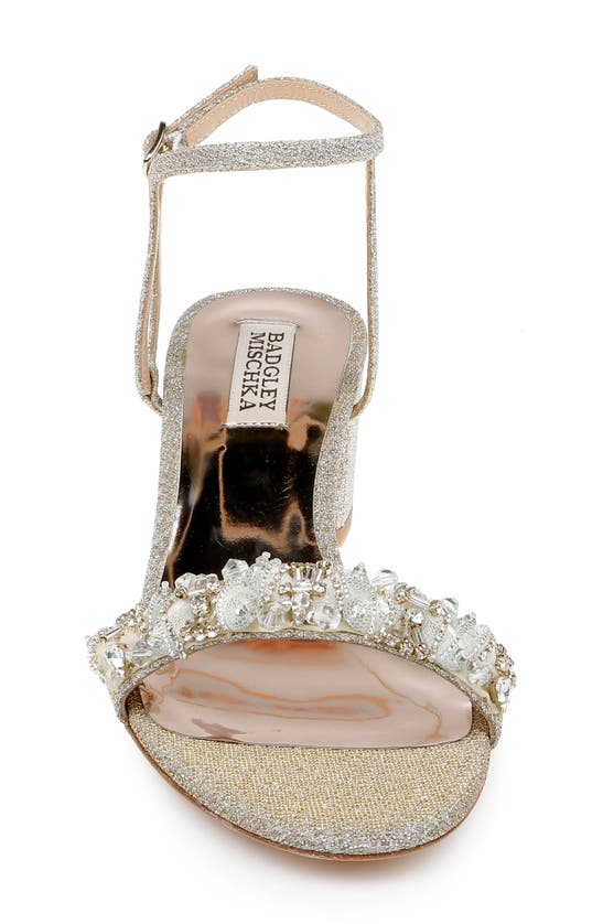 Badgley Mischka Tanessa Satin Ankle-strap Sandals In Platino