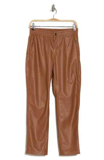 Shop Ag Caden Faux Leather Joggers In Canyon Rock