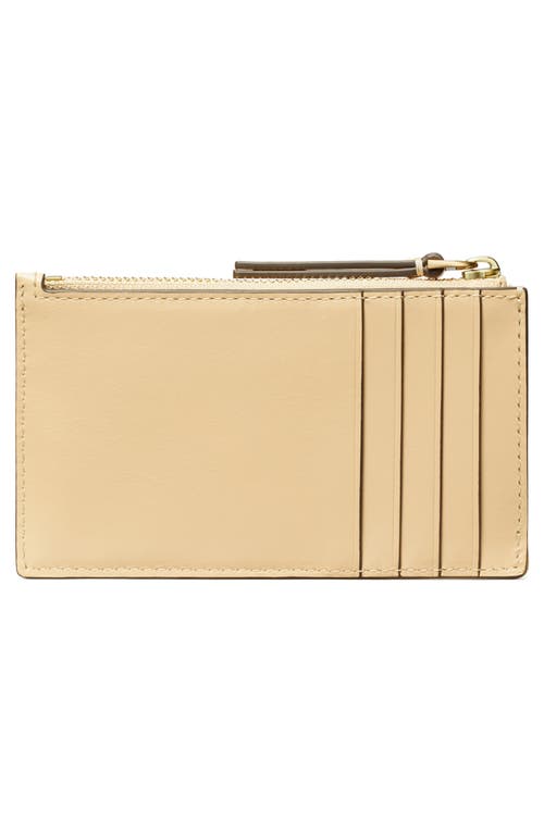 Tory Burch Kira Diamond Quilted Pavé Logo Leather Zip Card Case In Vanilla Soft Serve