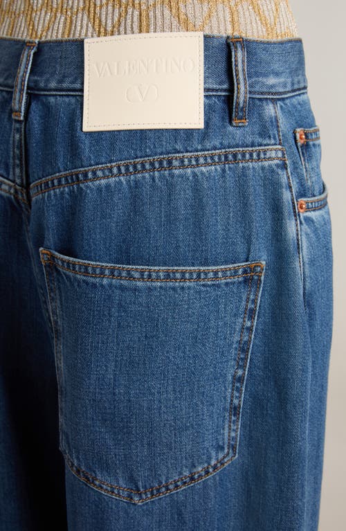 Valentino Wide- Leg Jeans In Medium Blue Denim