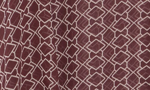 Pleione Ruffle Long Sleeve Button Front Blouse In Burgundy/ecru Chain