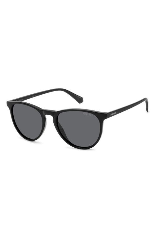 Polaroid 54mm Polarized Round Sunglasses In Black/gray Polarized