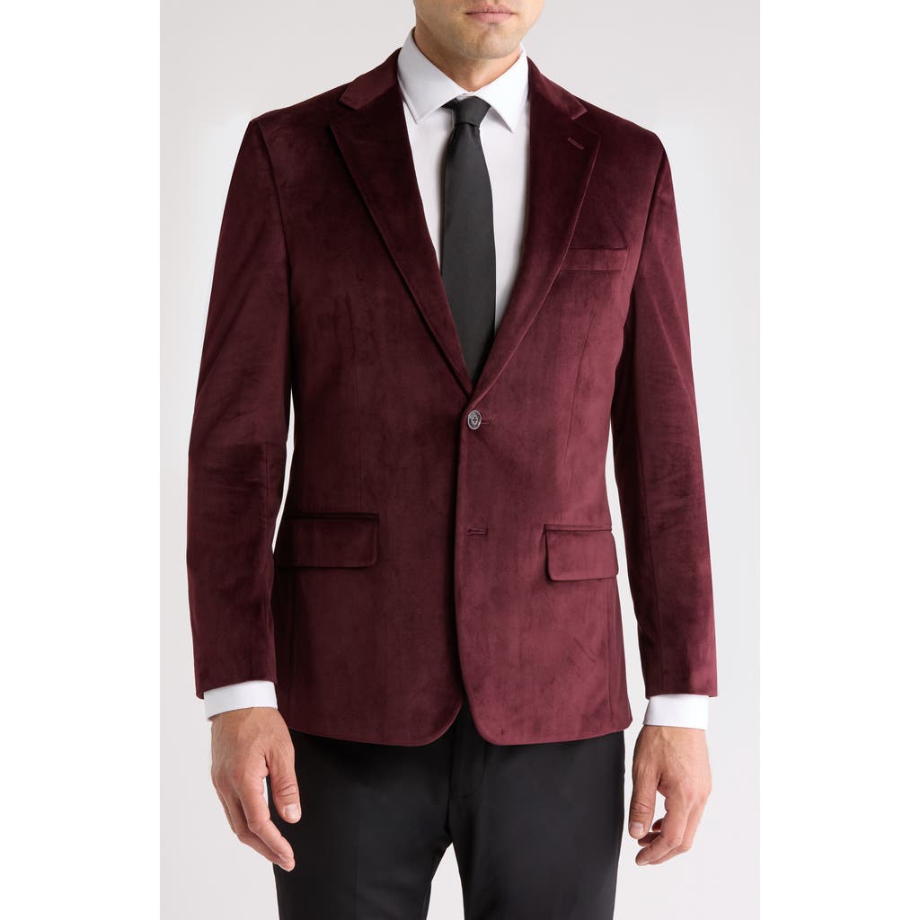 Original Penguin Two-button Velvet Dinner Jacket In Burgundy