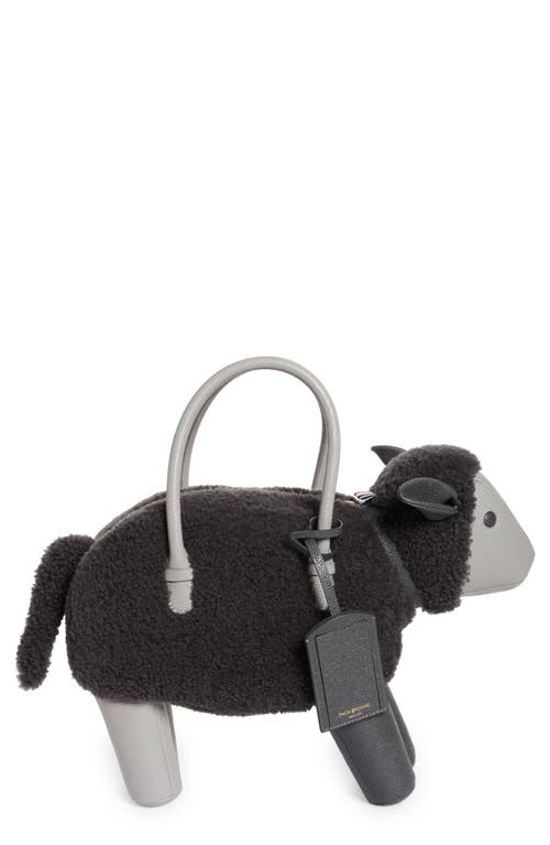 Thom Browne Sheep Genuine Shearling Top Handle Bag in Dark Grey at Nordstrom