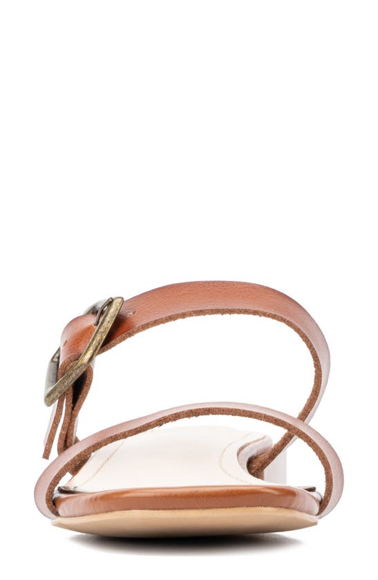 New York And Company Helga Women's Big Buckle Sandal In Brown