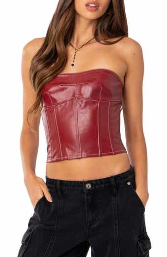 Kaytee Strapless Faux Leather Corset Top - Ivory – Girls Will Be Girls