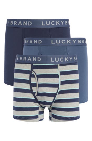 Shop Lucky Brand 3-pack Assorted Boxer Briefs In Mood Indigo Multi