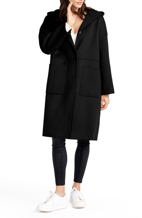 Shop Belle & Bloom Sunday Morning Hooded Wool Blend Coat In Black