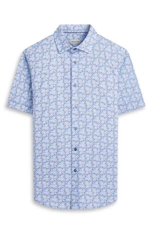 Shop Bugatchi Miles Ooohcotton® Abstract Print Short Sleeve Button-up Shirt In Air Blue