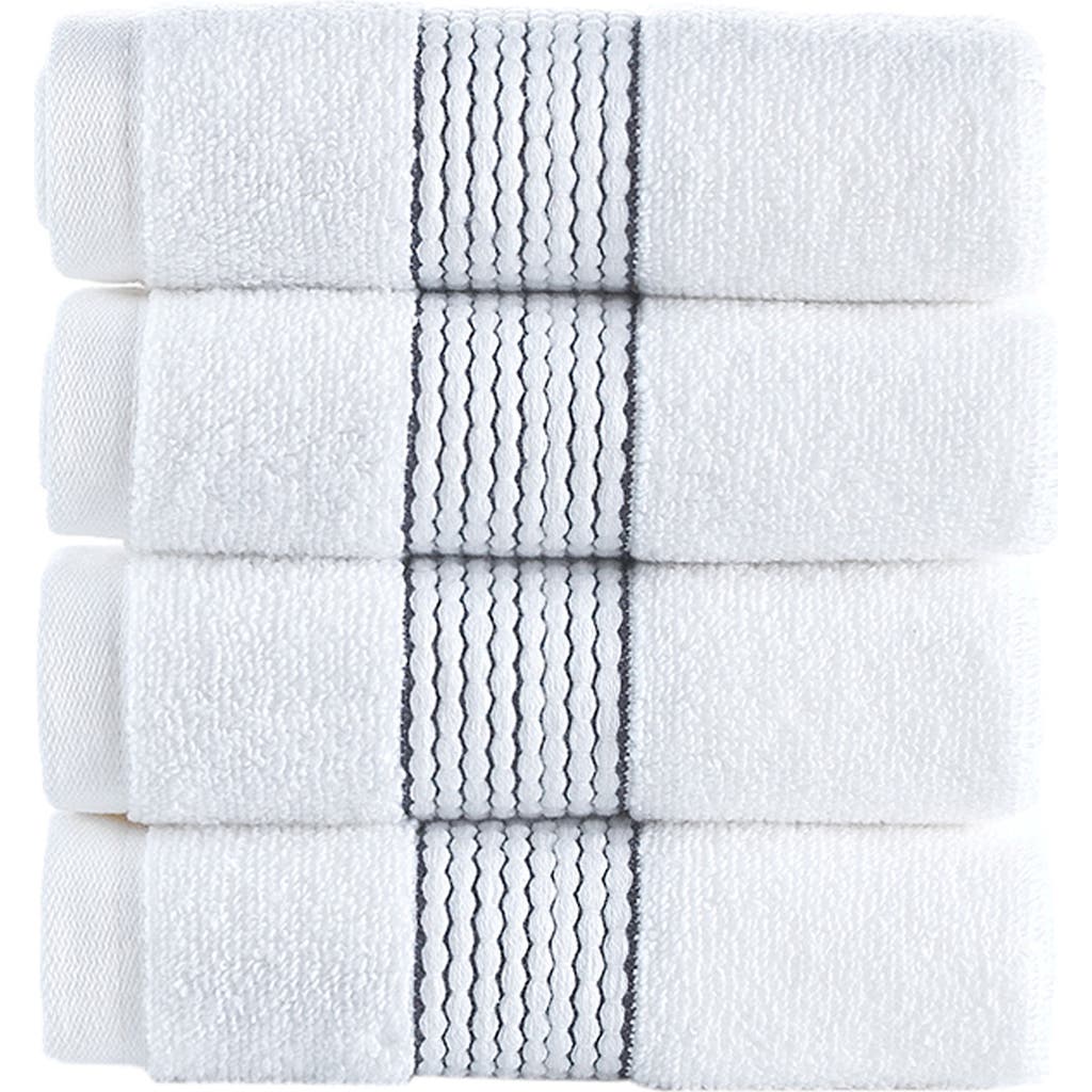 Brooks Brothers 4-piece Robe Stripe Cotton Towel Set In White/anthracite