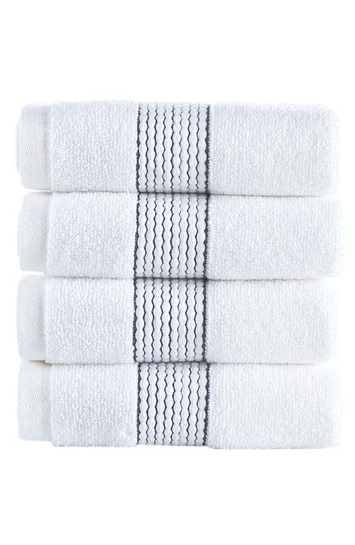 Brooks Brothers 4-piece Robe Stripe Cotton Towel Set In White/anthracite