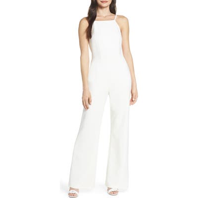 French Connection Whisper Halter Neck Jumpsuit, White