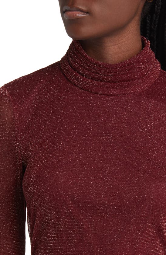 Eliza J Metallic Long Sleeve Body-con Dress In Wine