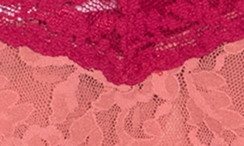 Hanky Panky Colorplay Original Lace Thong In Himalyan Pink/showgirl Red
