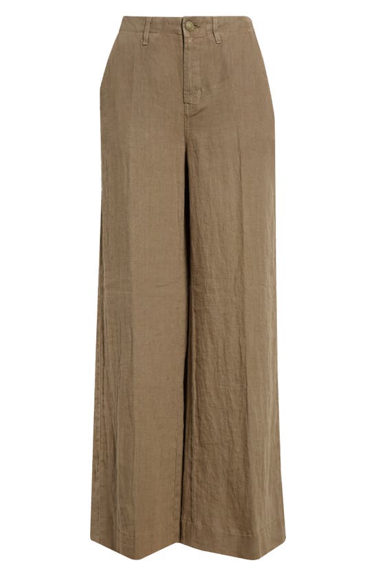 Shop L Agence Brie Wide Leg Linen Pants In Covert Green