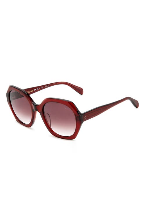 Shop Rag & Bone 55mm Gradient Round Sunglasses In Burgundy/burgundy Shaded