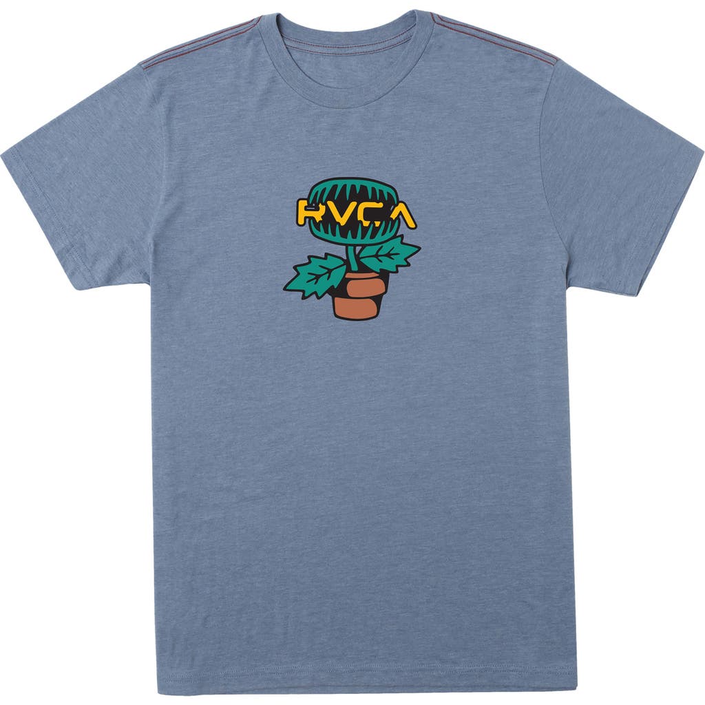 Rvca Kids' Flytrap Graphic T-shirt In Blue