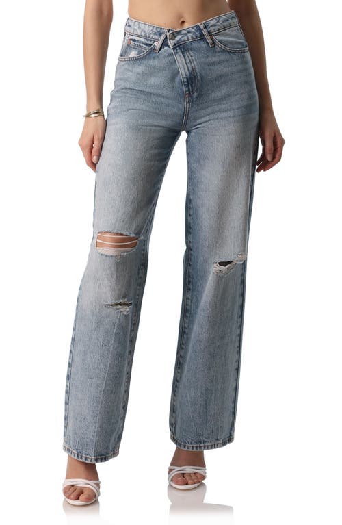 Avec Les Filles High Waist Ripped Trouser Jeans in Maya Destructed Wash