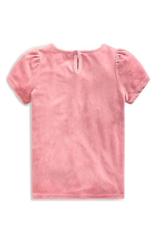 Shop Mini Boden Kids' Velvet Puff Sleeve Party Top In Vintage Pink