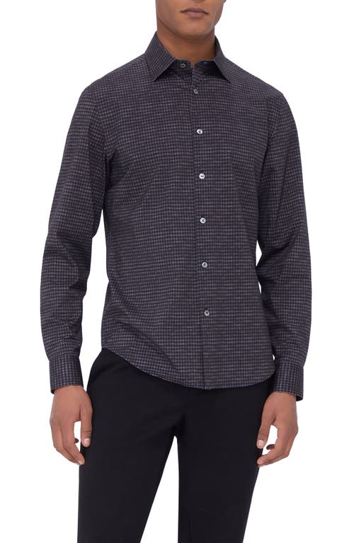 Bugatchi James OoohCotton® Microcheck Button-Up Shirt in Black 