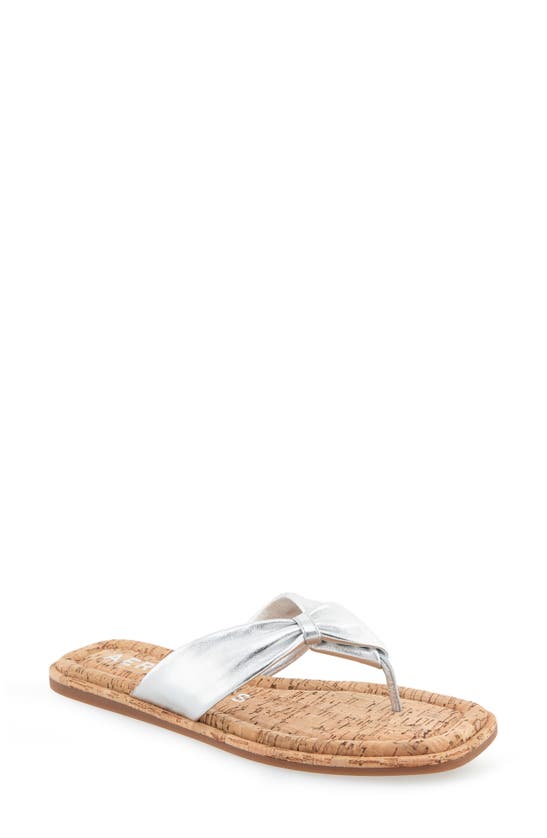 Aerosoles Bond Twisted Strap Sandal In Silver Metallic Leather