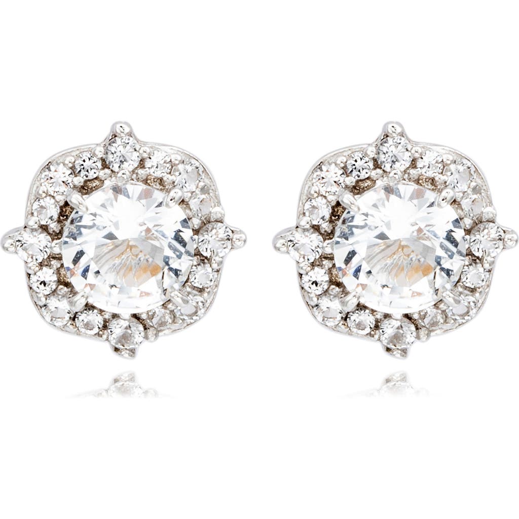Suzy Levian White Topaz Stud Earrings In White