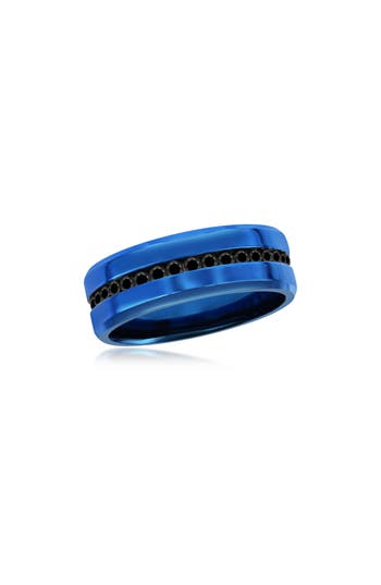 Shop Blackjack Cz Eternity Band Ring In Blue/black