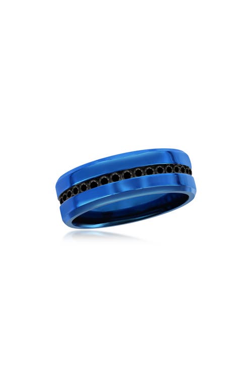 Shop Blackjack Cz Eternity Band Ring In Blue/black