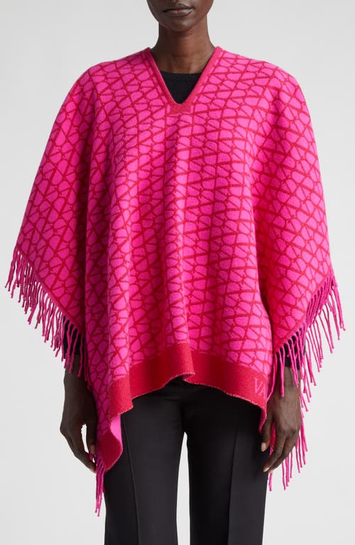 Valentino Garavani VLOGO Toile Iconographe Virgin Wool & Cashmere Poncho in Pink Chiaro/pink Scuro/pink at Nordstrom