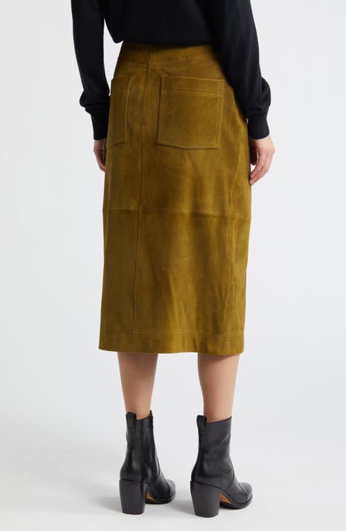 Shop Treasure & Bond Suede Pencil Skirt In Olive Green