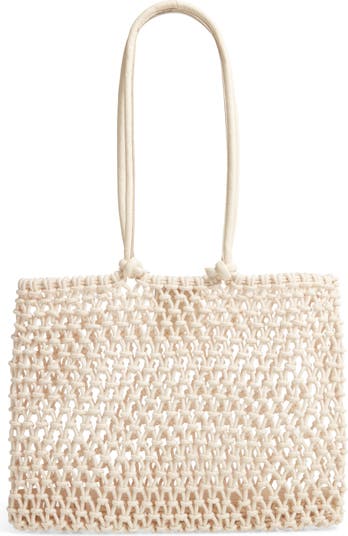 Clare V. Sandy Woven Market Tote in Natural