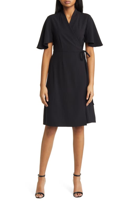 Ming Wang Butterfly Sleeve Crêpe de Chine Wrap Dress at Nordstrom