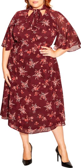 City chic outlet red floral dress