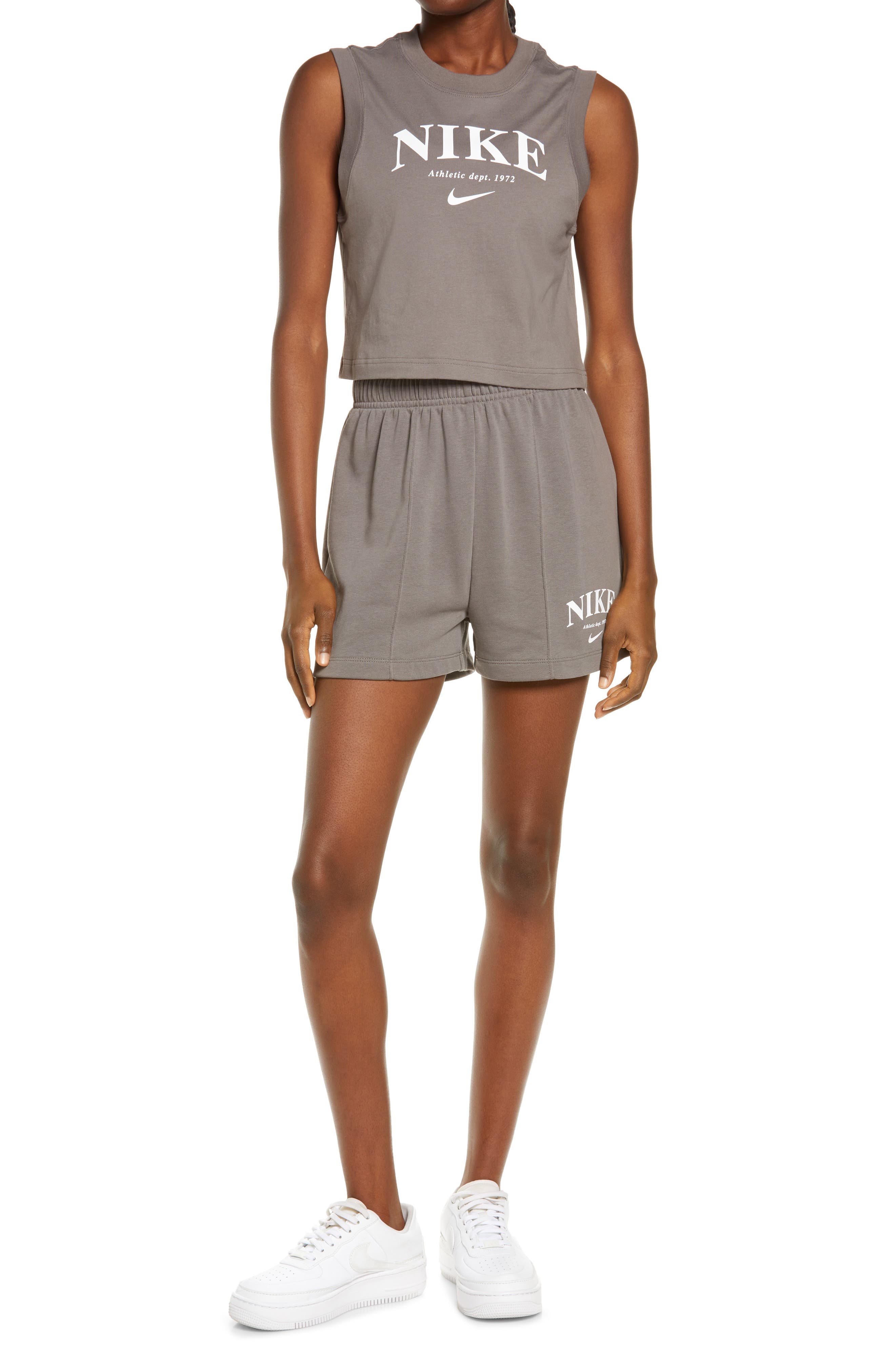 nike sweat short set womens