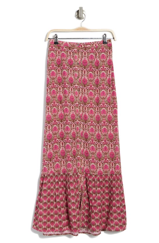 Dr2 By Daniel Rainn Paisley Button Front Maxi Skirt In N978 Fuchsia/ N980 Fuchsia