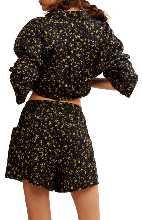 Free People Early Morning Cotton Shorts Pajamas In Black Combo