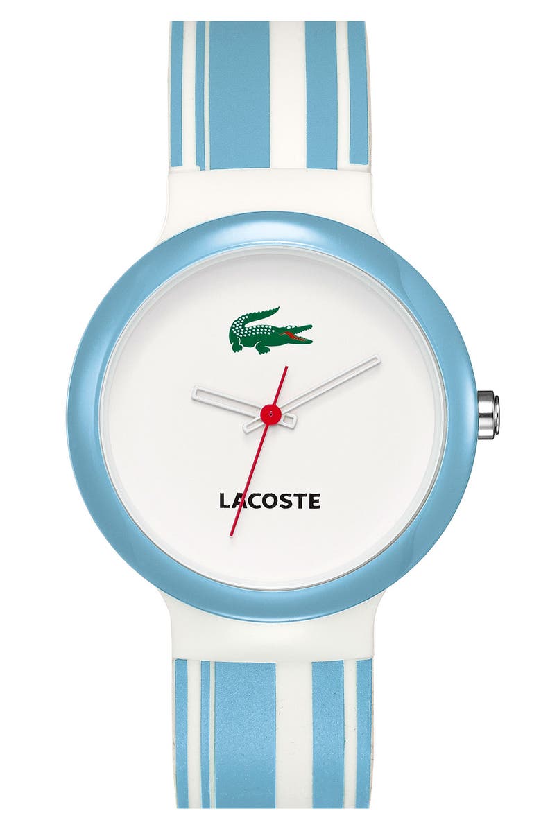 Lacoste 'Goa' Stripe Silicone Strap Watch | Nordstrom