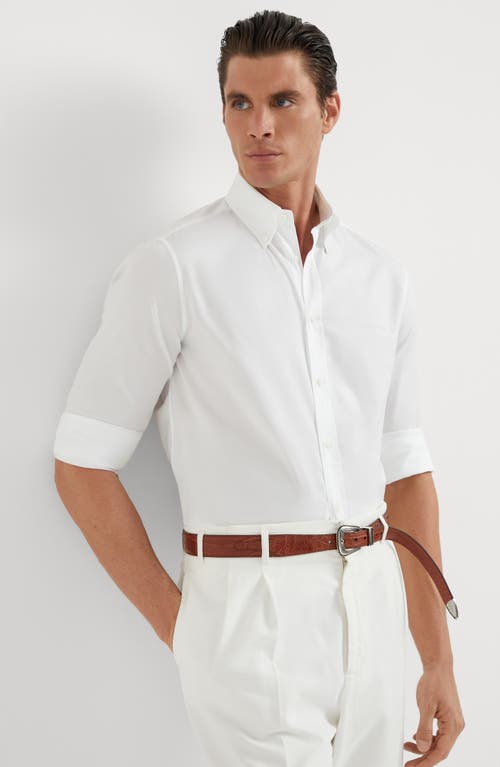 Shop Brunello Cucinelli Twill Shirt In White